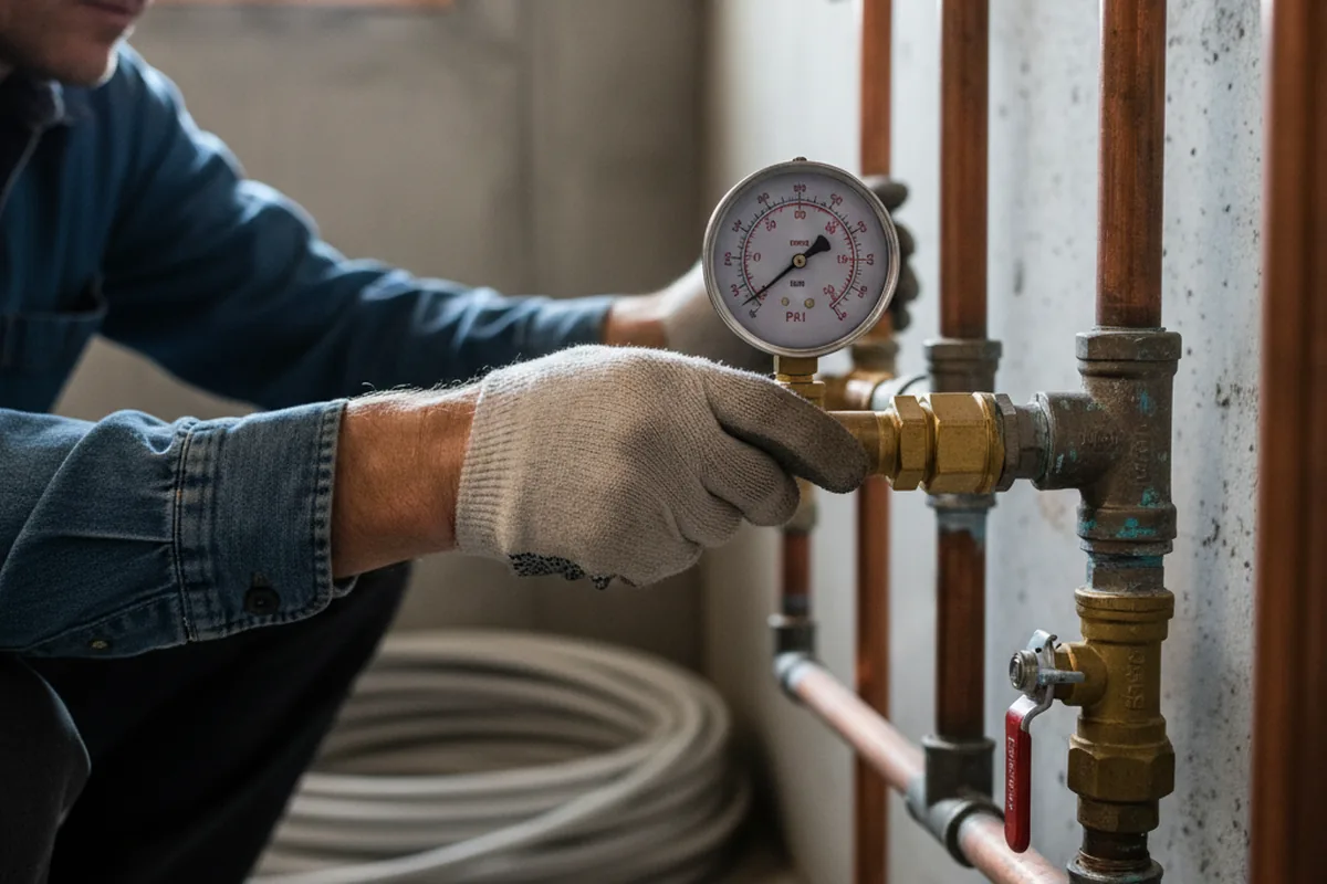 Pressure testing a repaired line during Water Line Repair in Gunter
